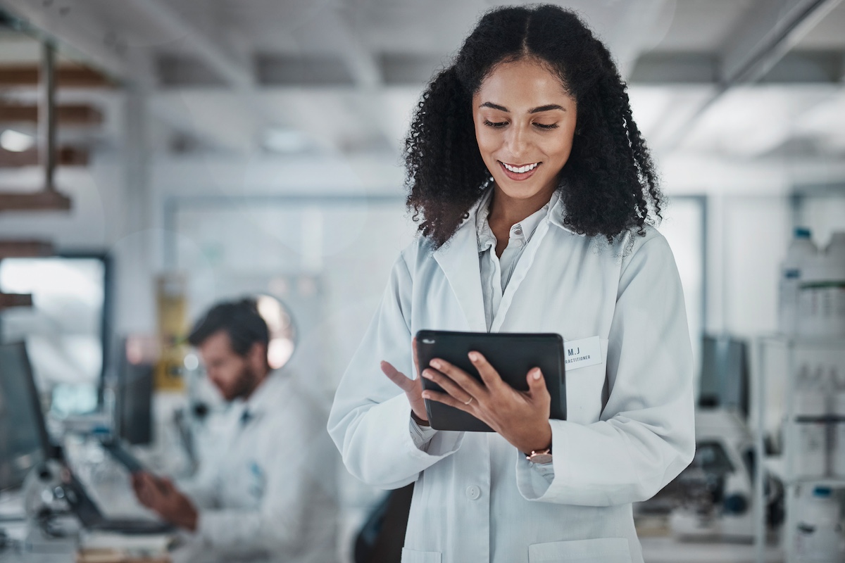 A chemist in a lab. 